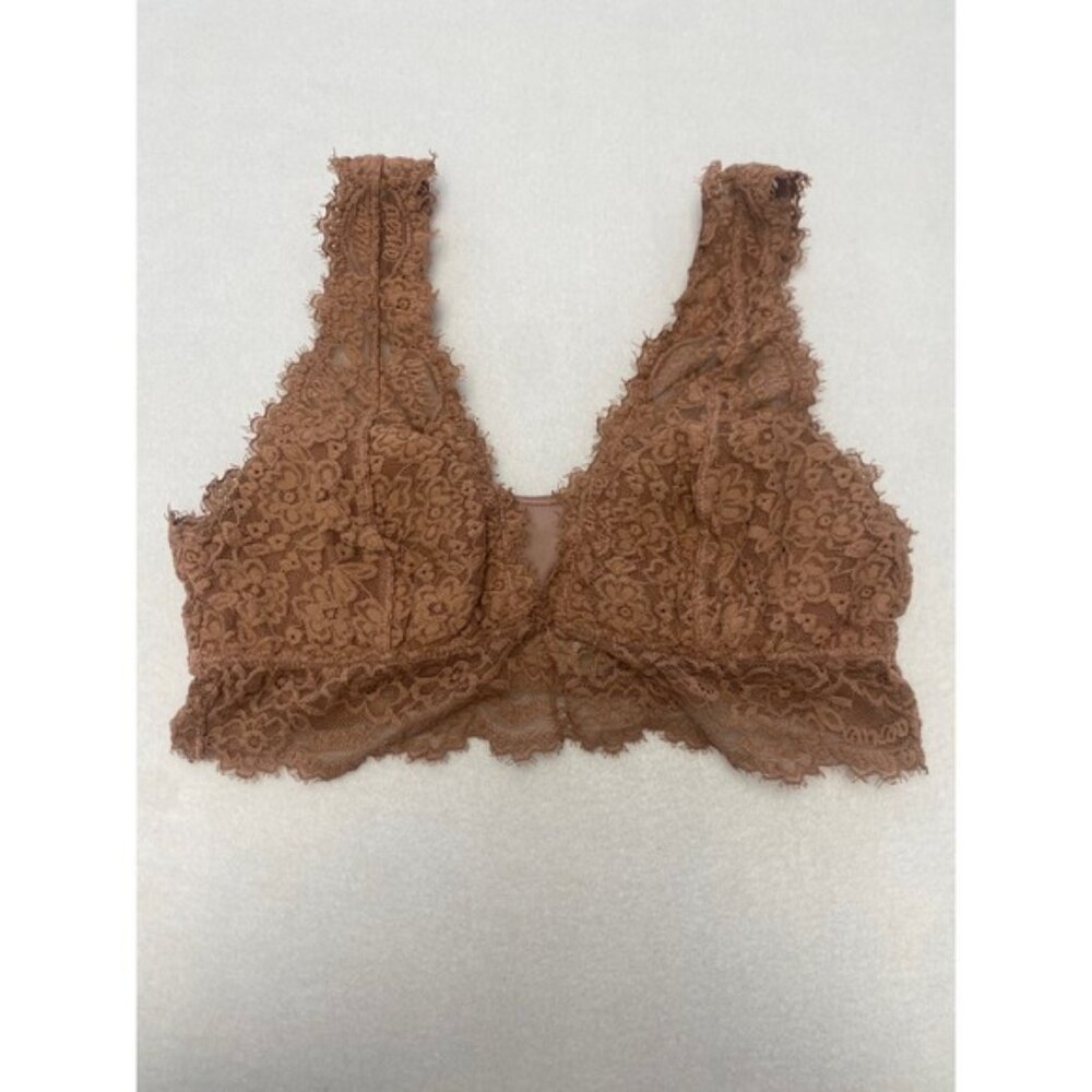 Whimsical BRALETTE Lace V Neck Bralette Tan Soft Comfortable S M L XL